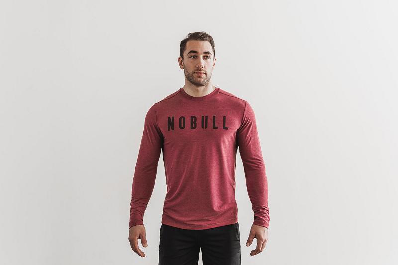 Men\'s Nobull Tee Long Sleeve Red | SG Y2539X